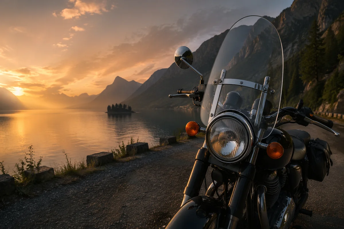 Classic Motorcycle at Mountain Lake Overlook