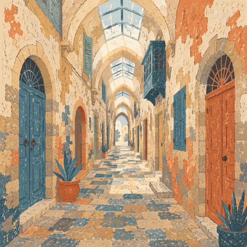 Historic Narrow Alley with Colorful Doors