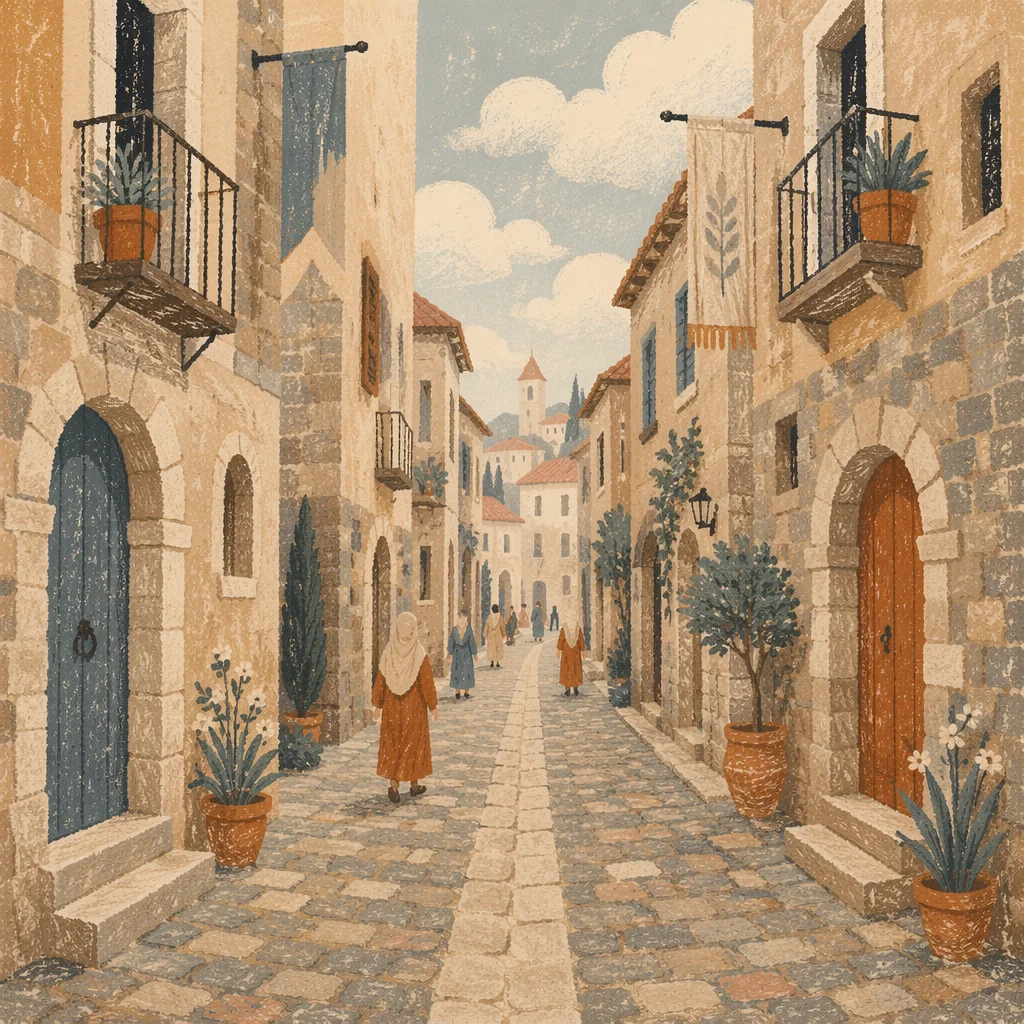 Quiet European Cobblestone Street in Old Town