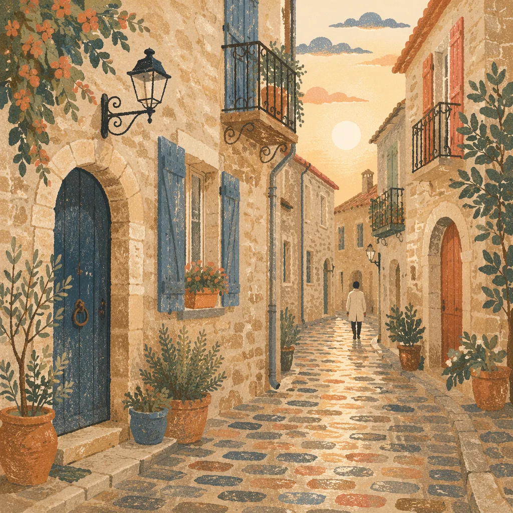 Sunrise Cobblestone Lane in Old Europe