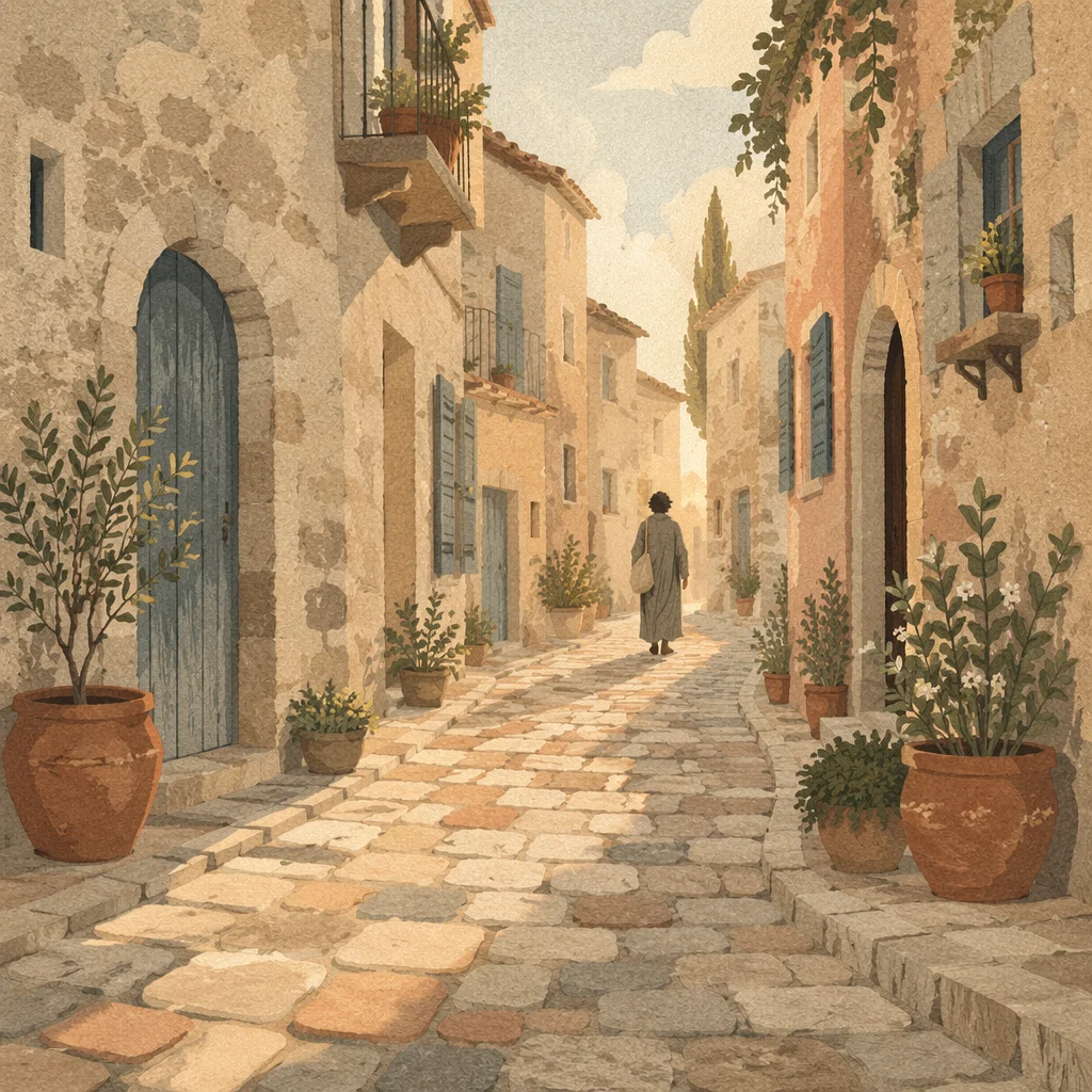 Sunrise Cobblestone Lane in Old Europe