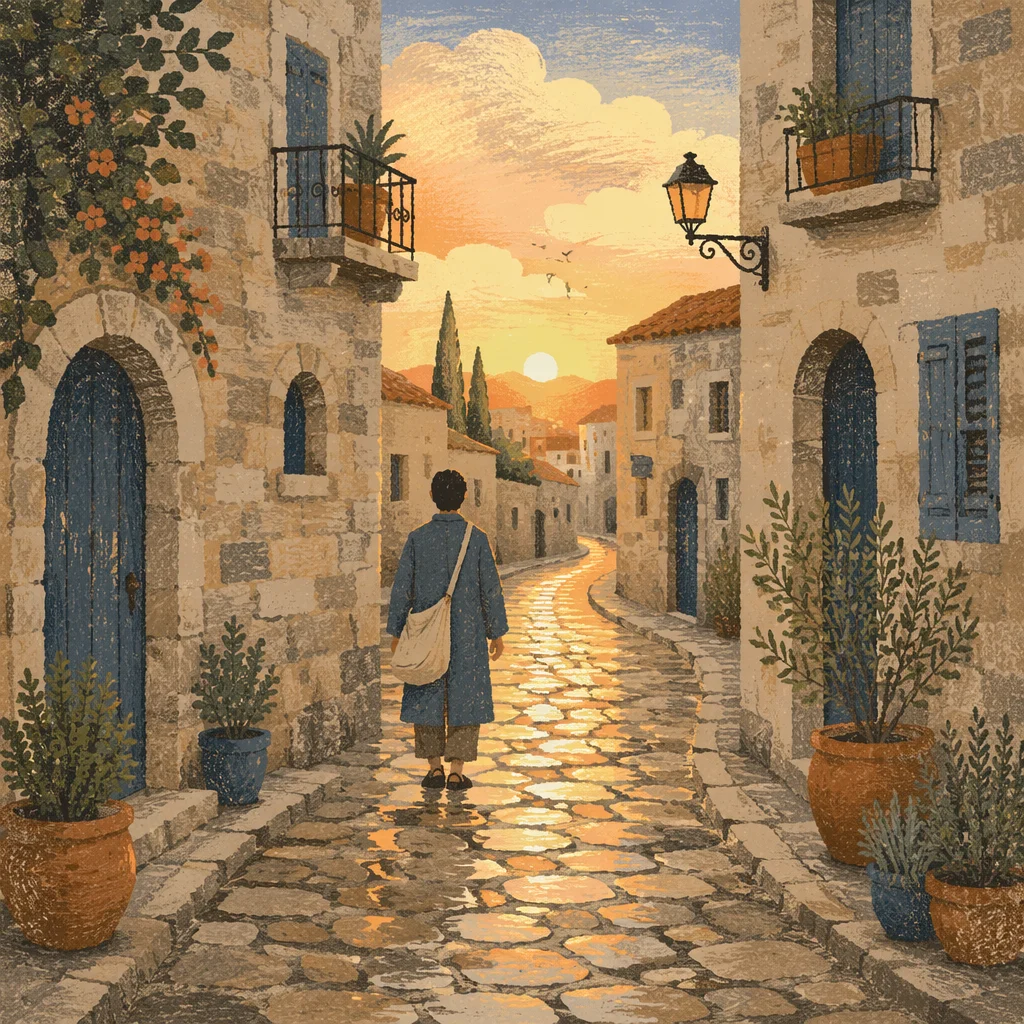 Narrow Cobblestone Street in Old Europe