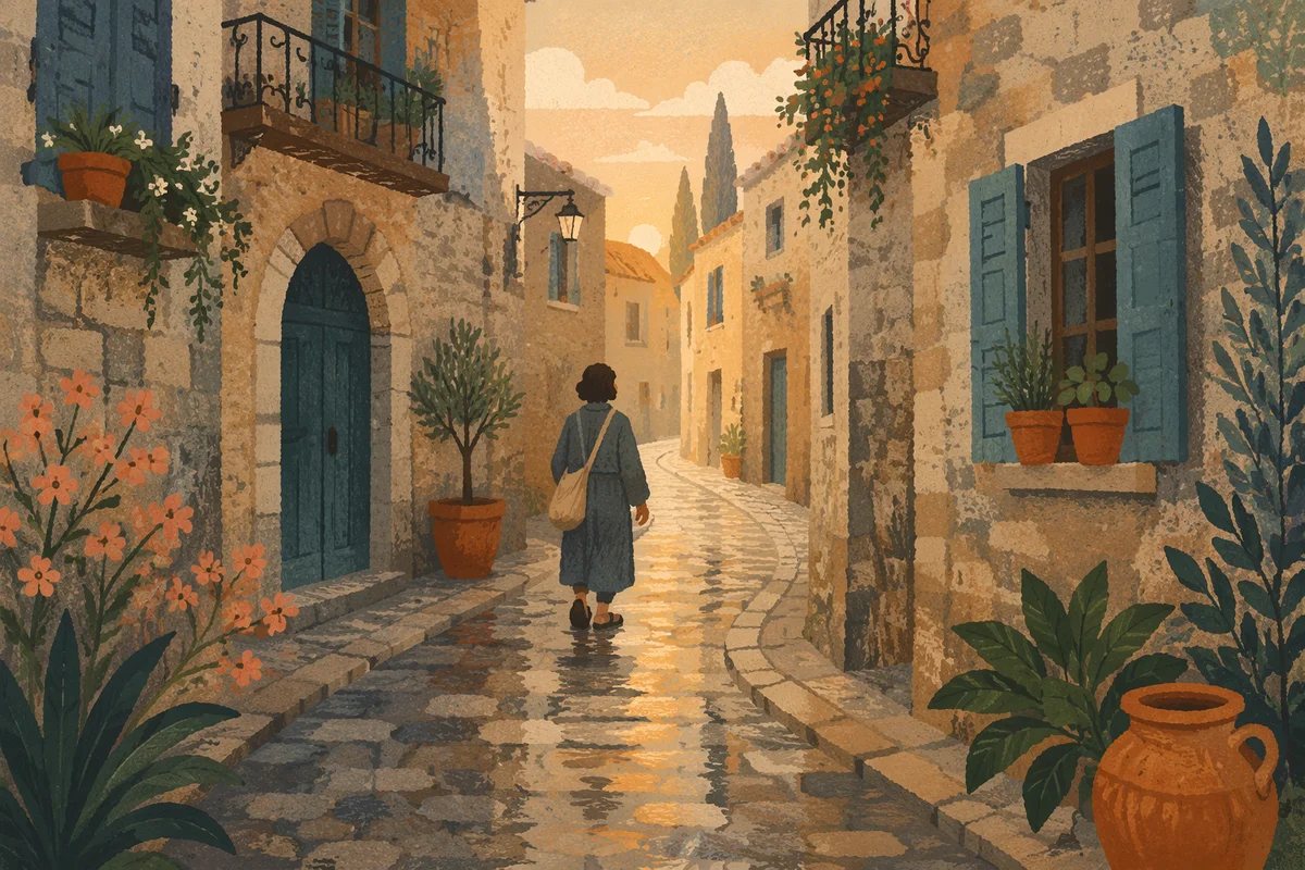 Quiet Cobblestone Street in Old Europe