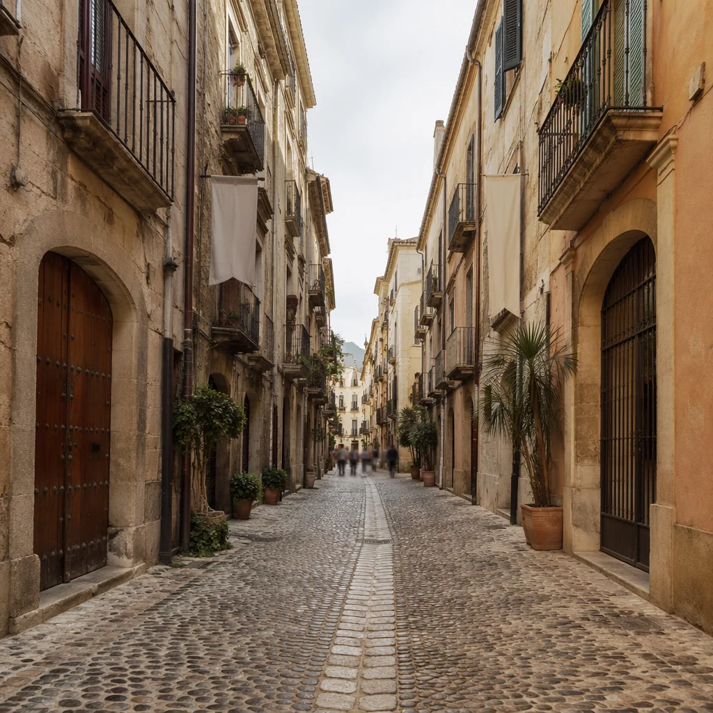Narrow European Cobblestone Old Town Street
