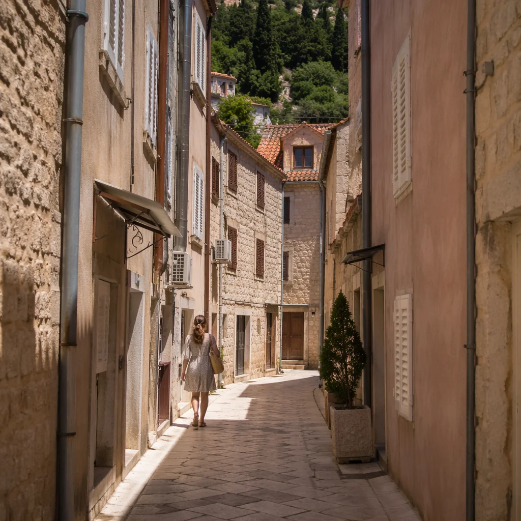 Narrow European Old Town Cobblestone Alley