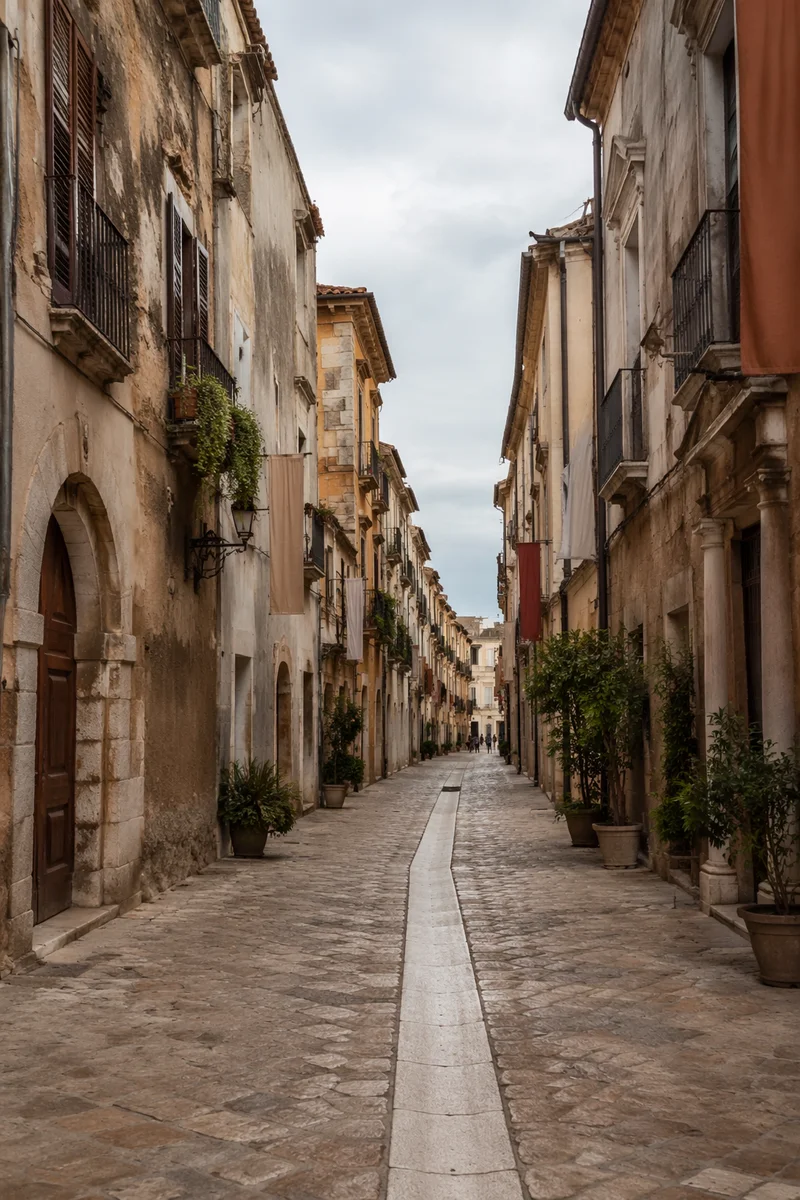 Narrow European Cobblestone Street in Old Town