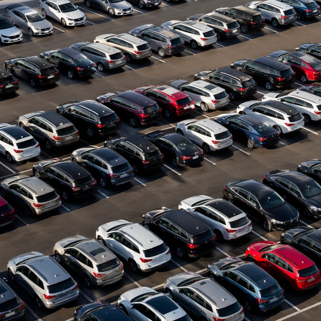 Aerial View of Busy Travel Parking Lot