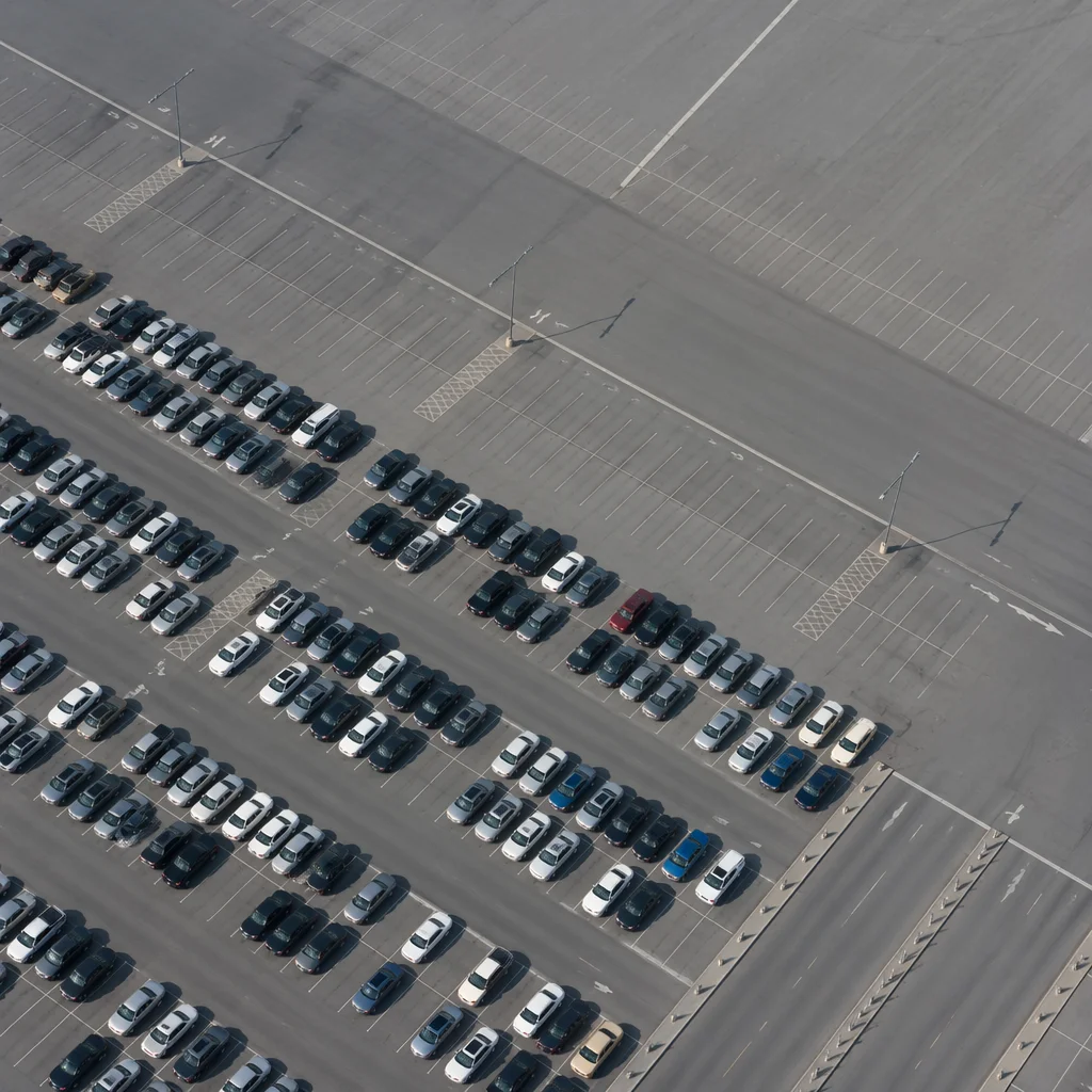Aerial View of Orderly Travel Parking Lot