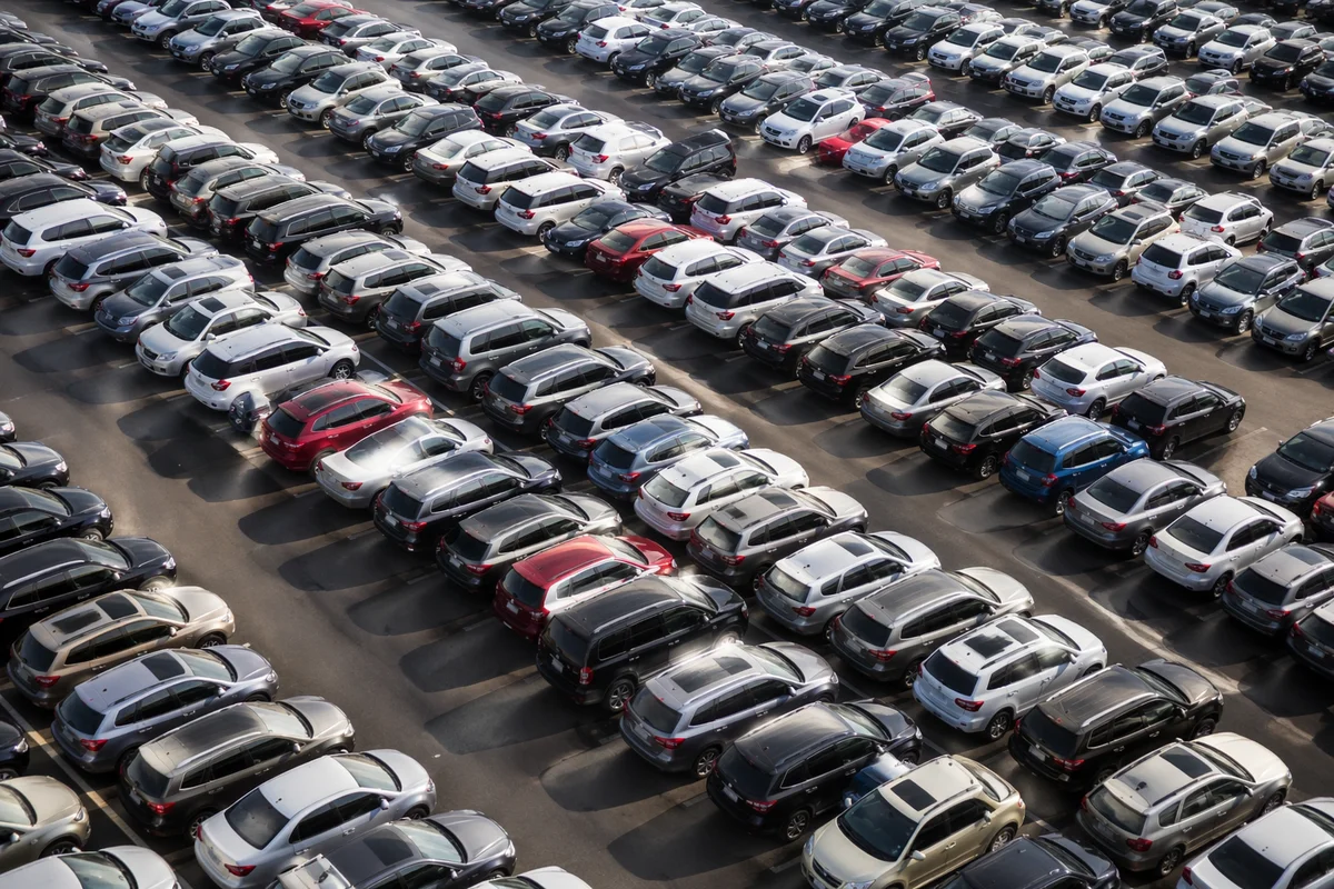 Aerial View of Busy Travel Parking Lot