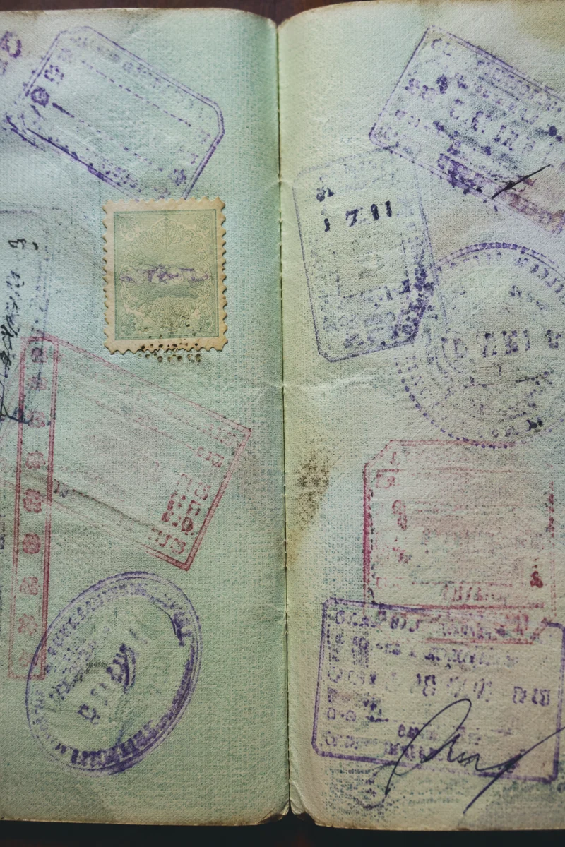 Vintage Passport Stamps and Travel Memories