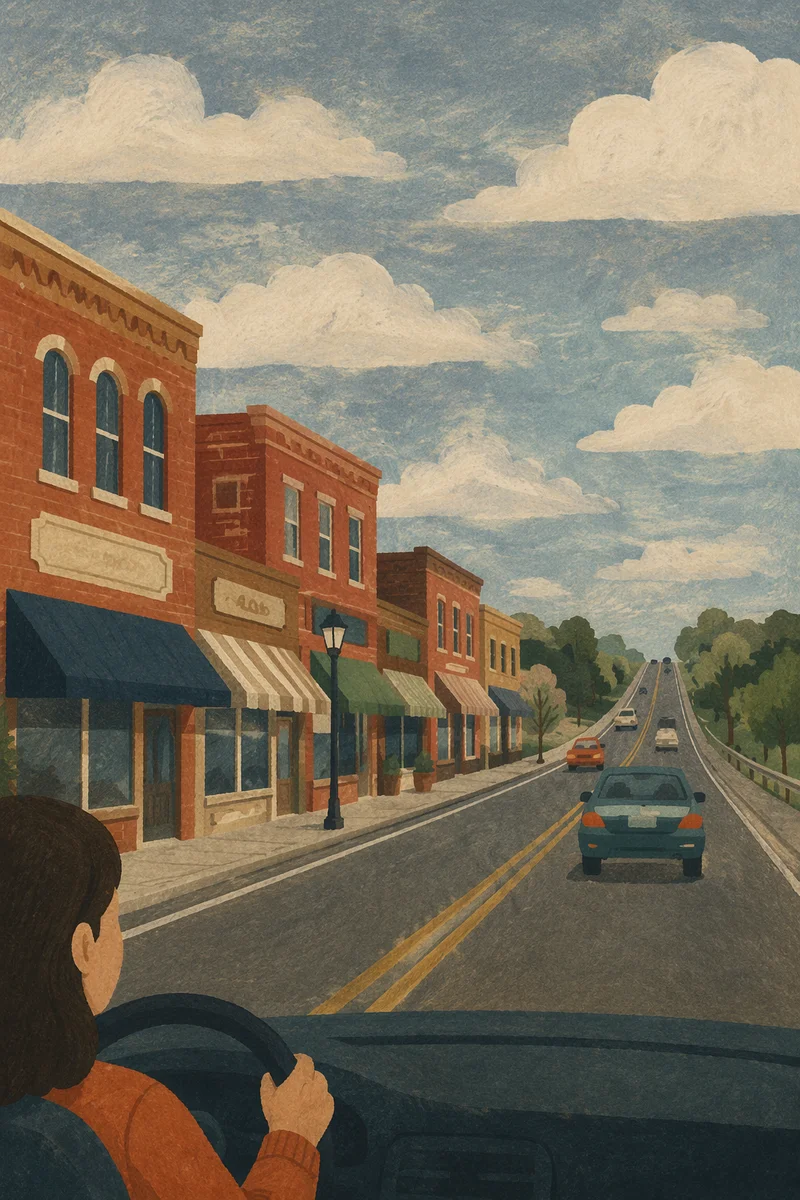 Small Town Road Trip Highway View