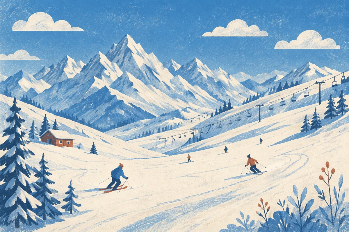 Panoramic Ski Lift Over Snowy Peaks