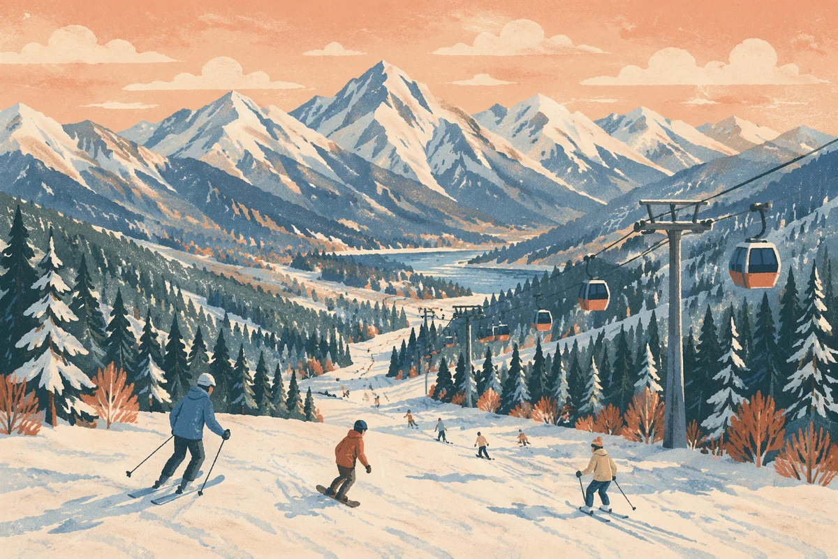 Panoramic Ski Lift Mountain Winter View