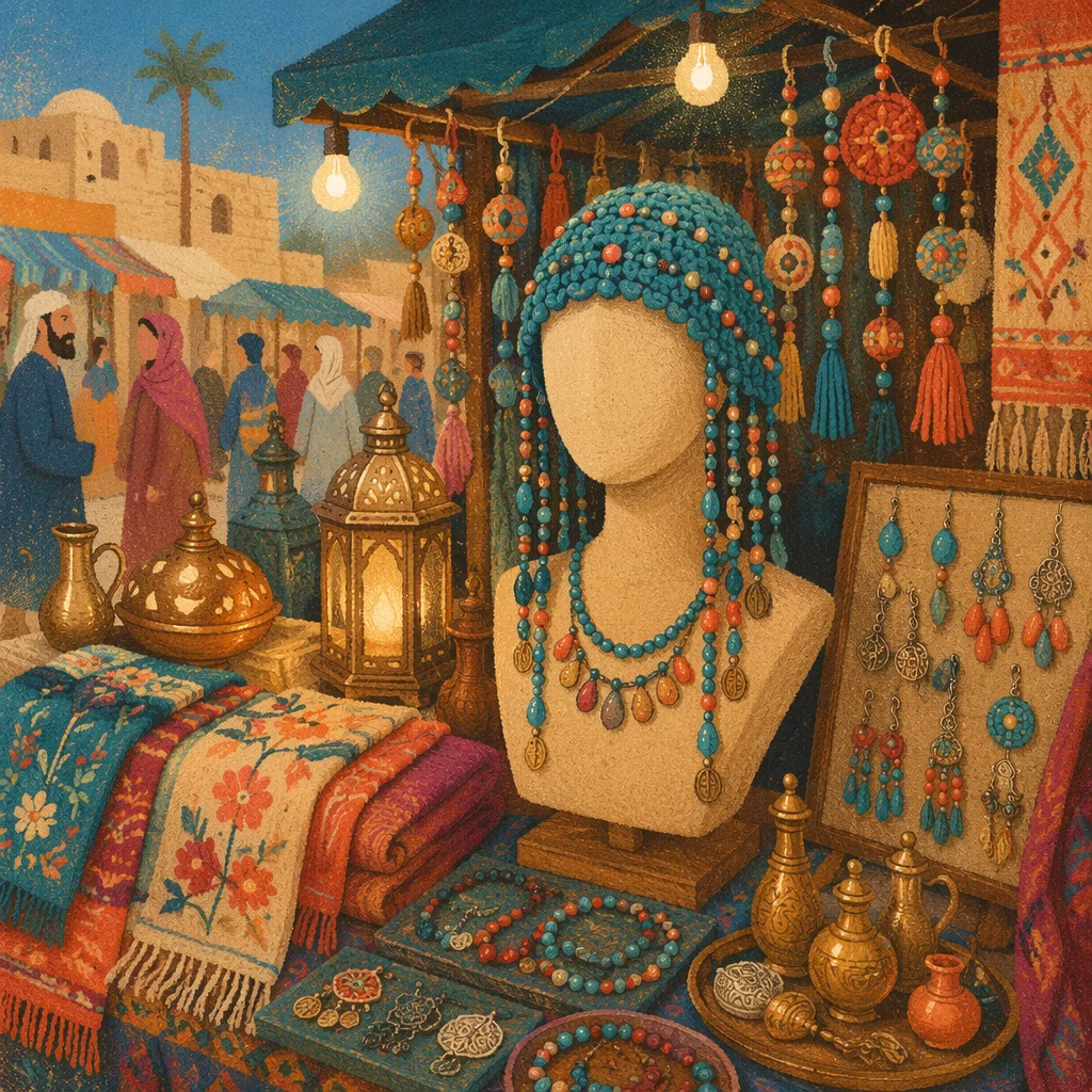 Colorful Souvenir Market Handmade Craft Display
