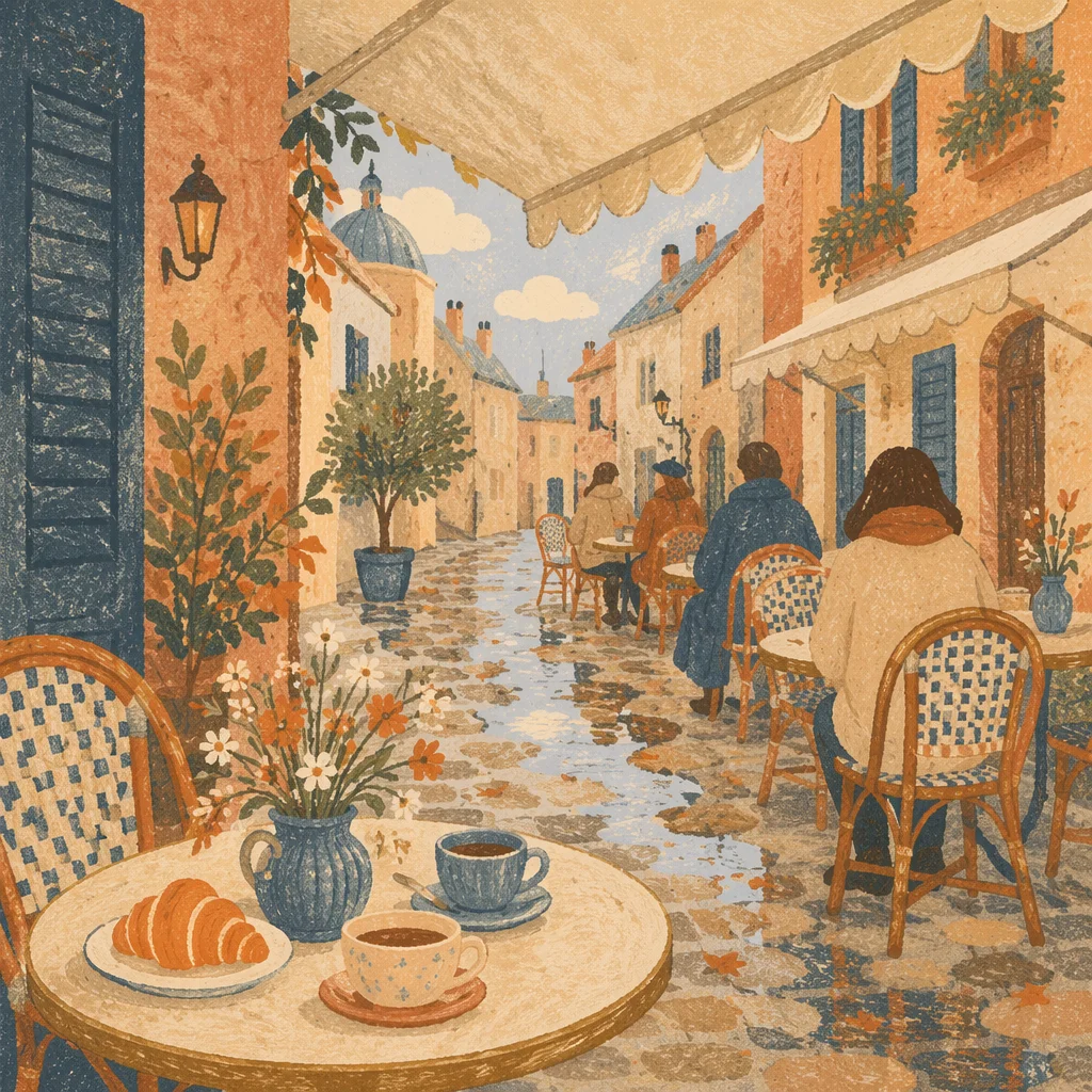 Charming European Street Cafe Morning