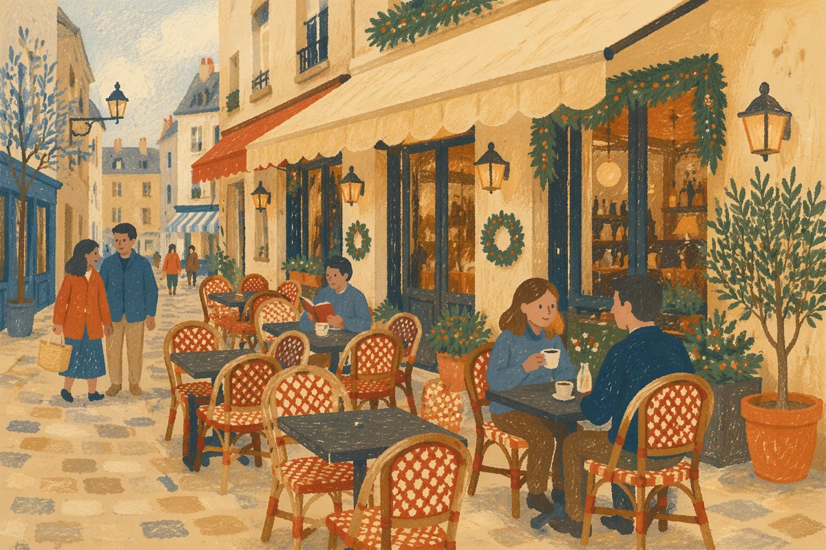 Charming European Street Cafe Outdoor Seating