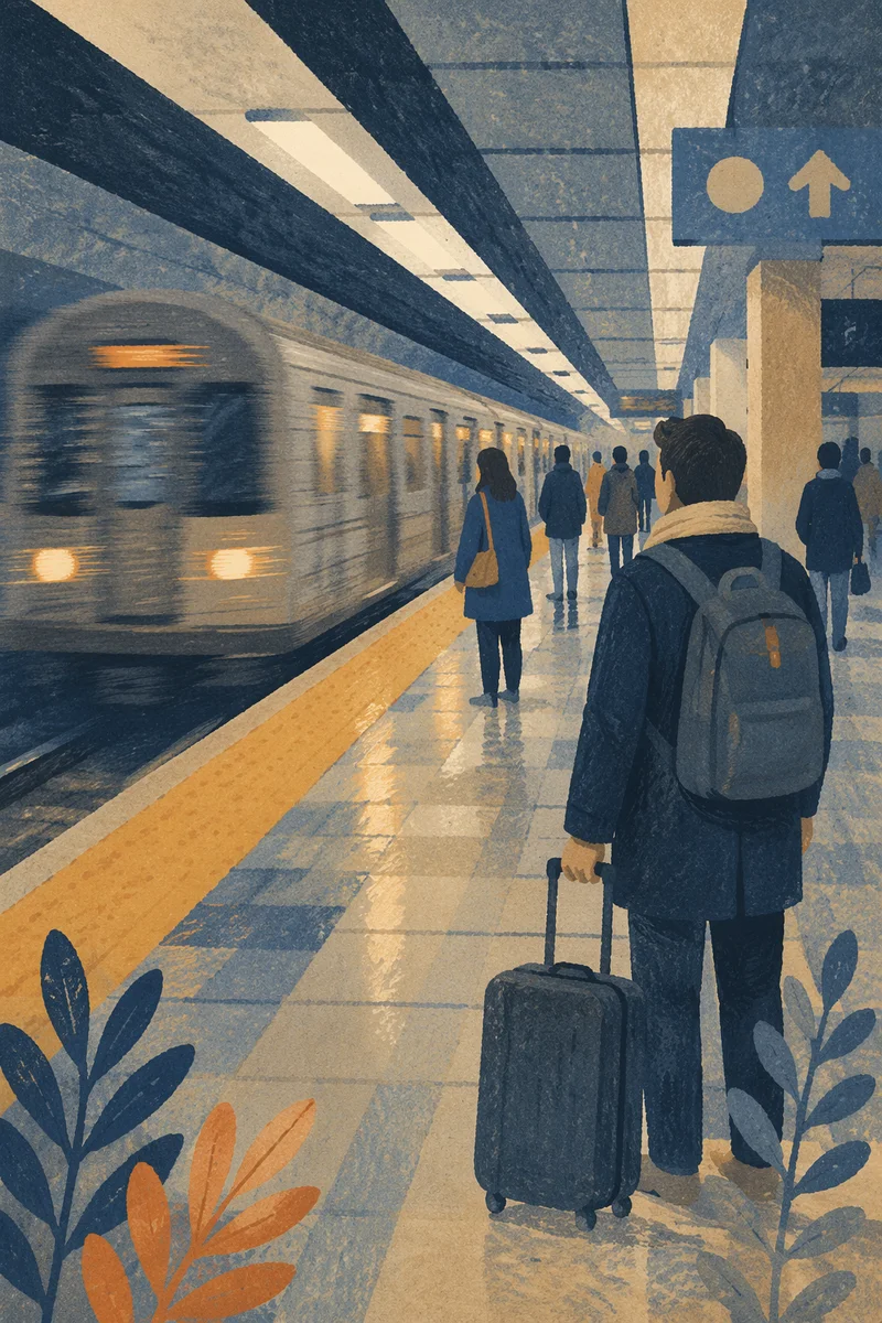 Calm Morning Metro Arrival with Traveler