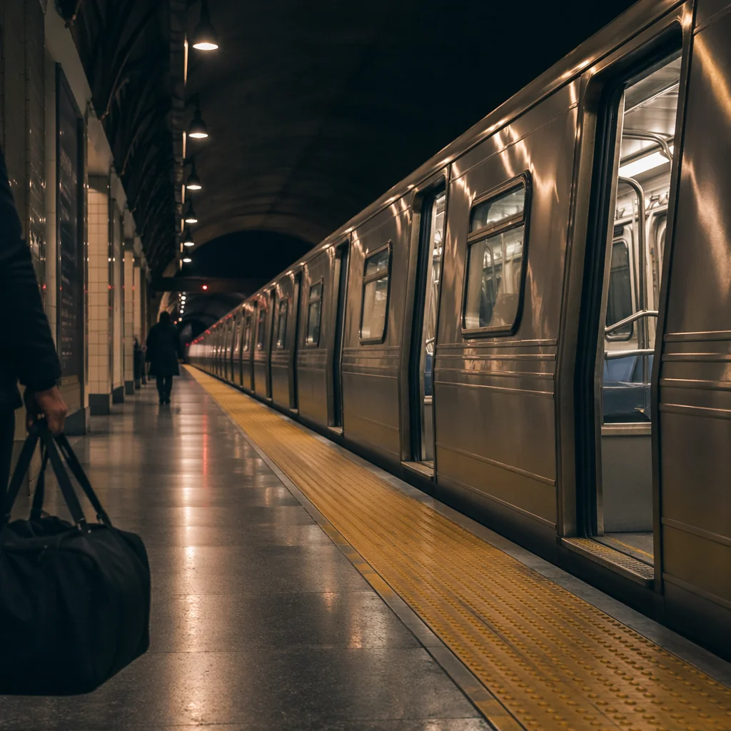 Dawn Metro Arrival in Underground Station