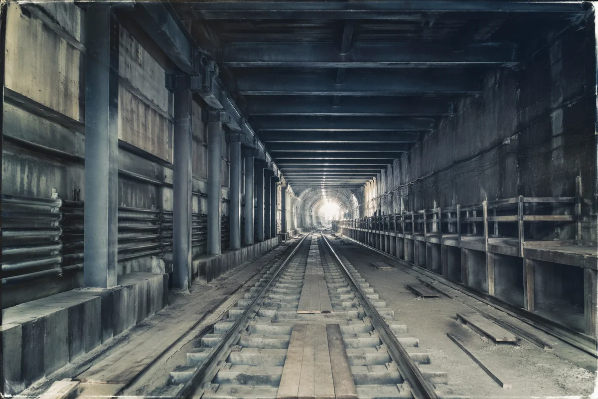 Empty Underground Metro Tunnel in Daylight