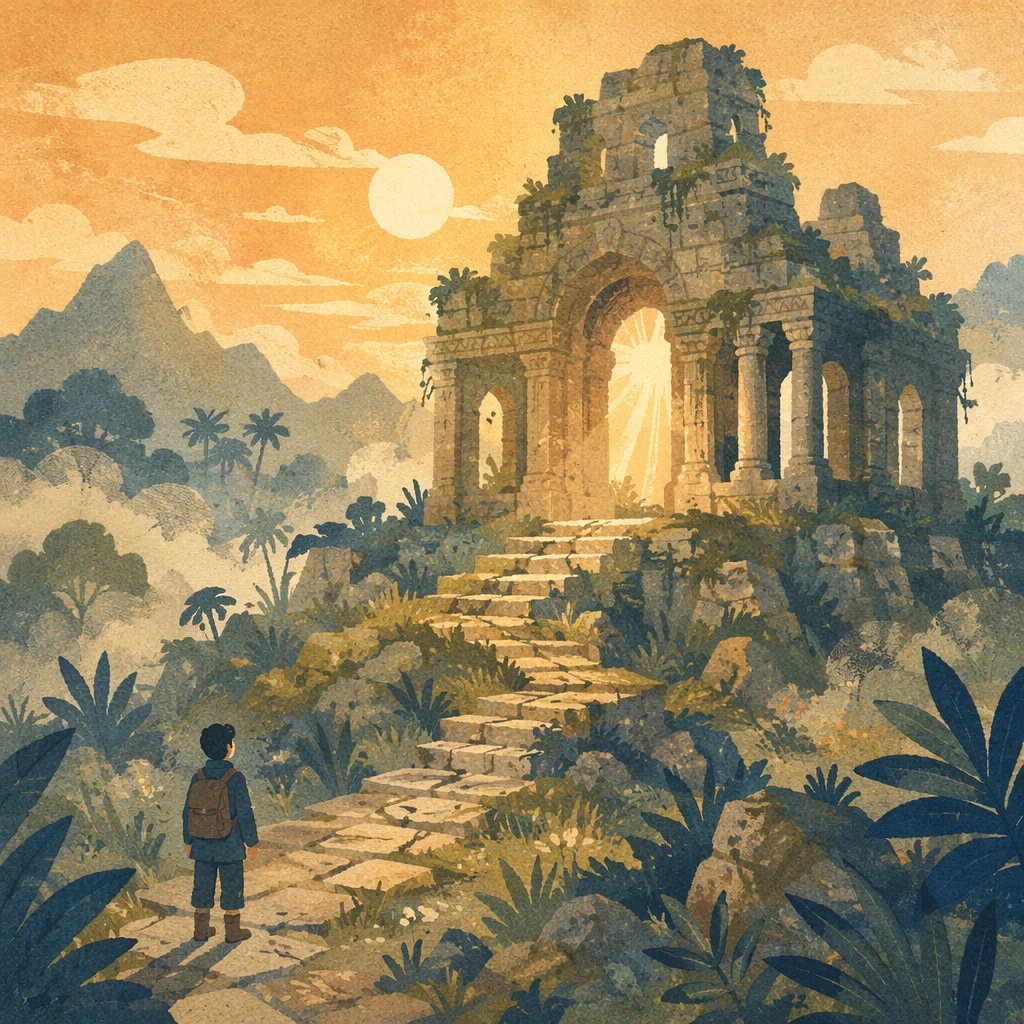 Sunrise Over Ancient Temple Ruins