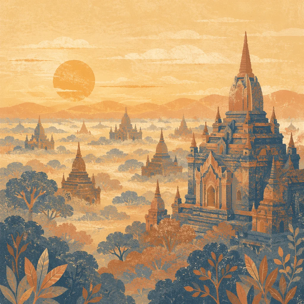 Sunrise Over Ancient Temple Ruins