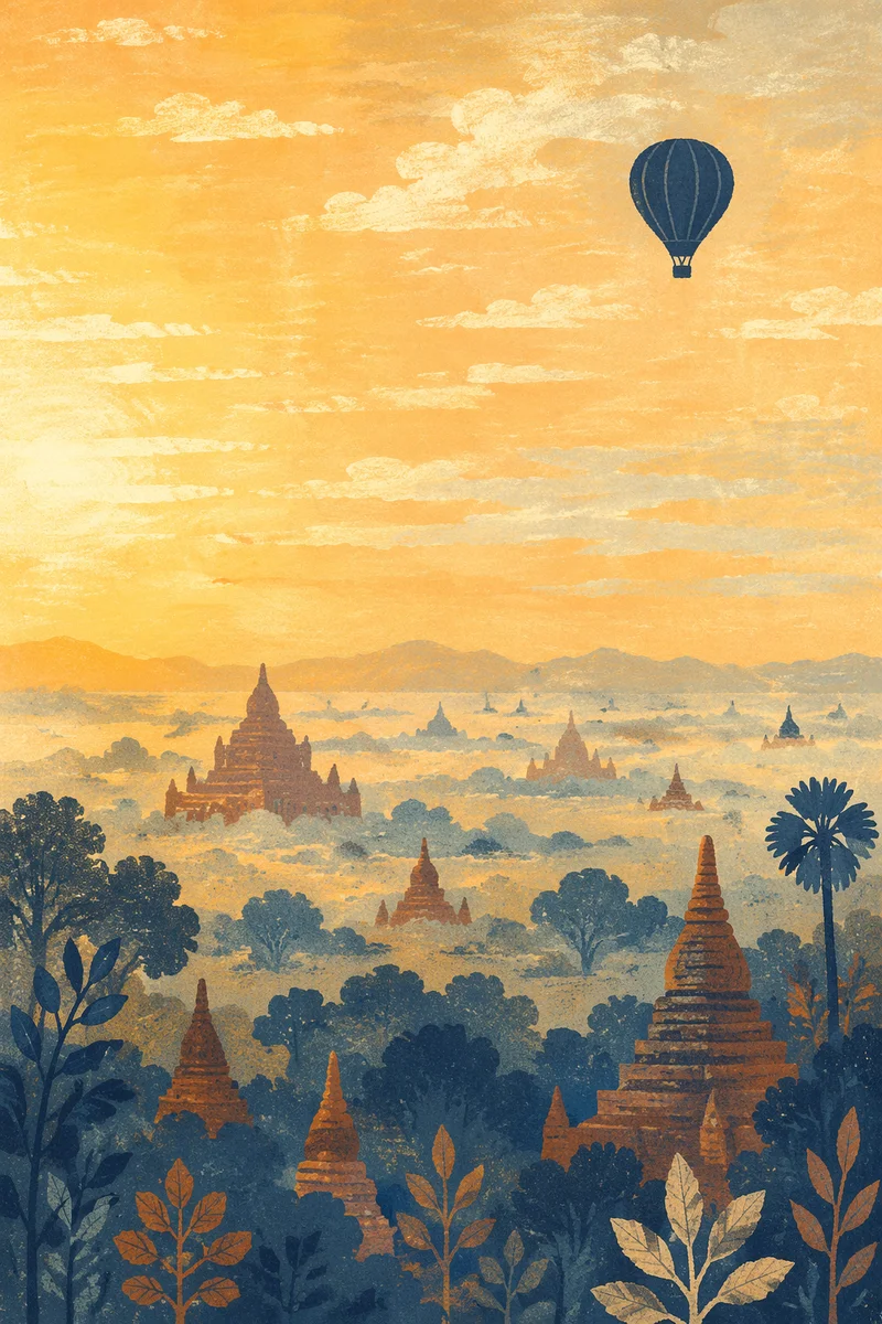 Golden Sunrise Above Ancient Temple Ruins