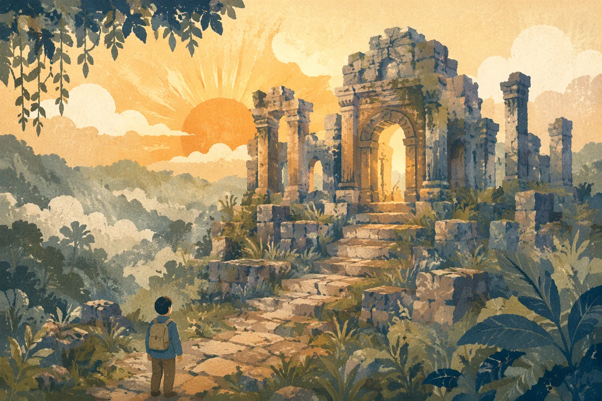 Sunrise at Ancient Temple Ruins