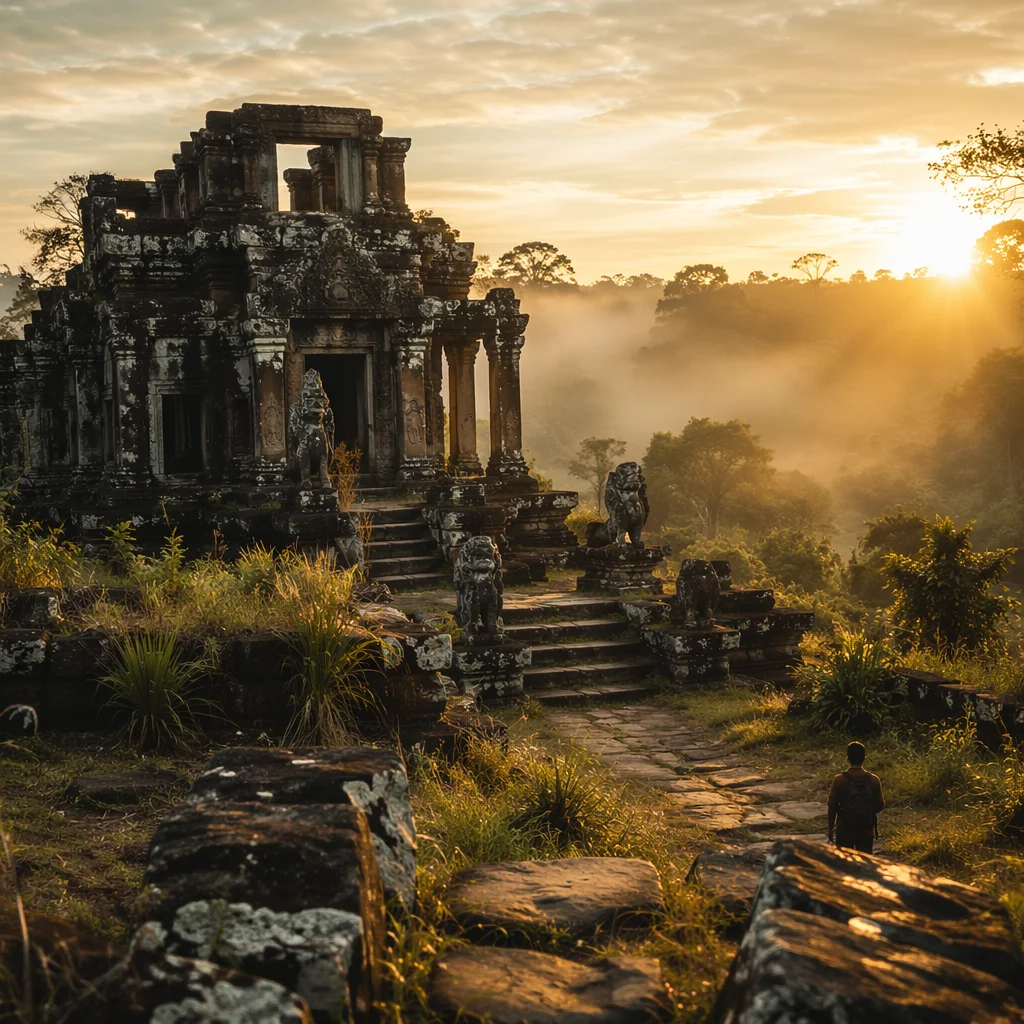 Sunrise Over Ancient Temple Ruins