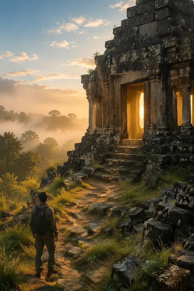 Sunrise at Ancient Temple Ruins