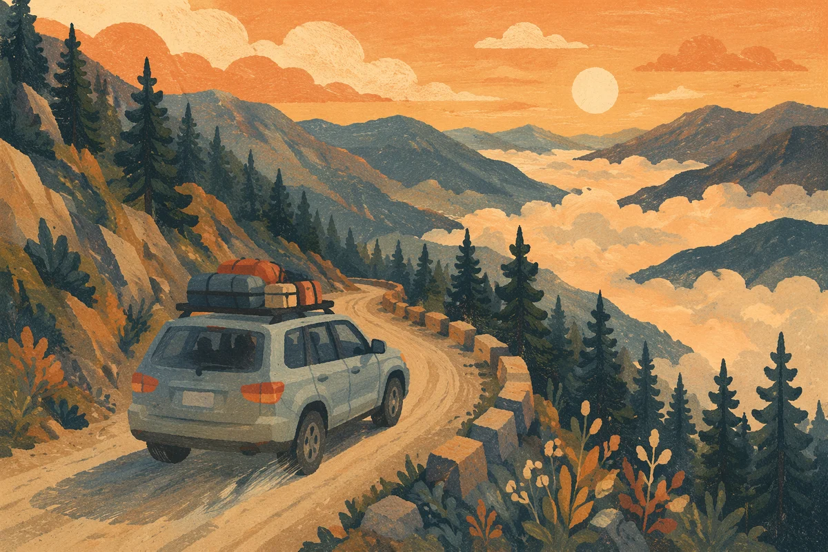SUV Adventure on Misty Mountain Road