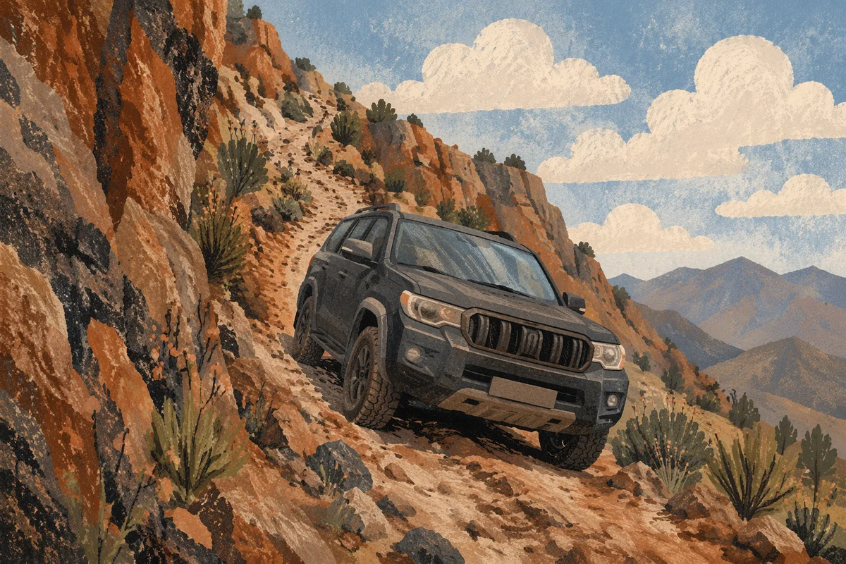 Rugged SUV on Rocky Mountain Trail