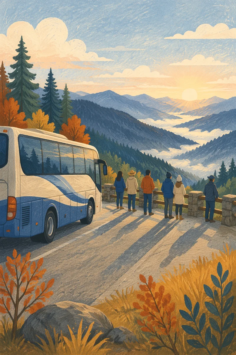 Tour Bus at Misty Mountain Overlook