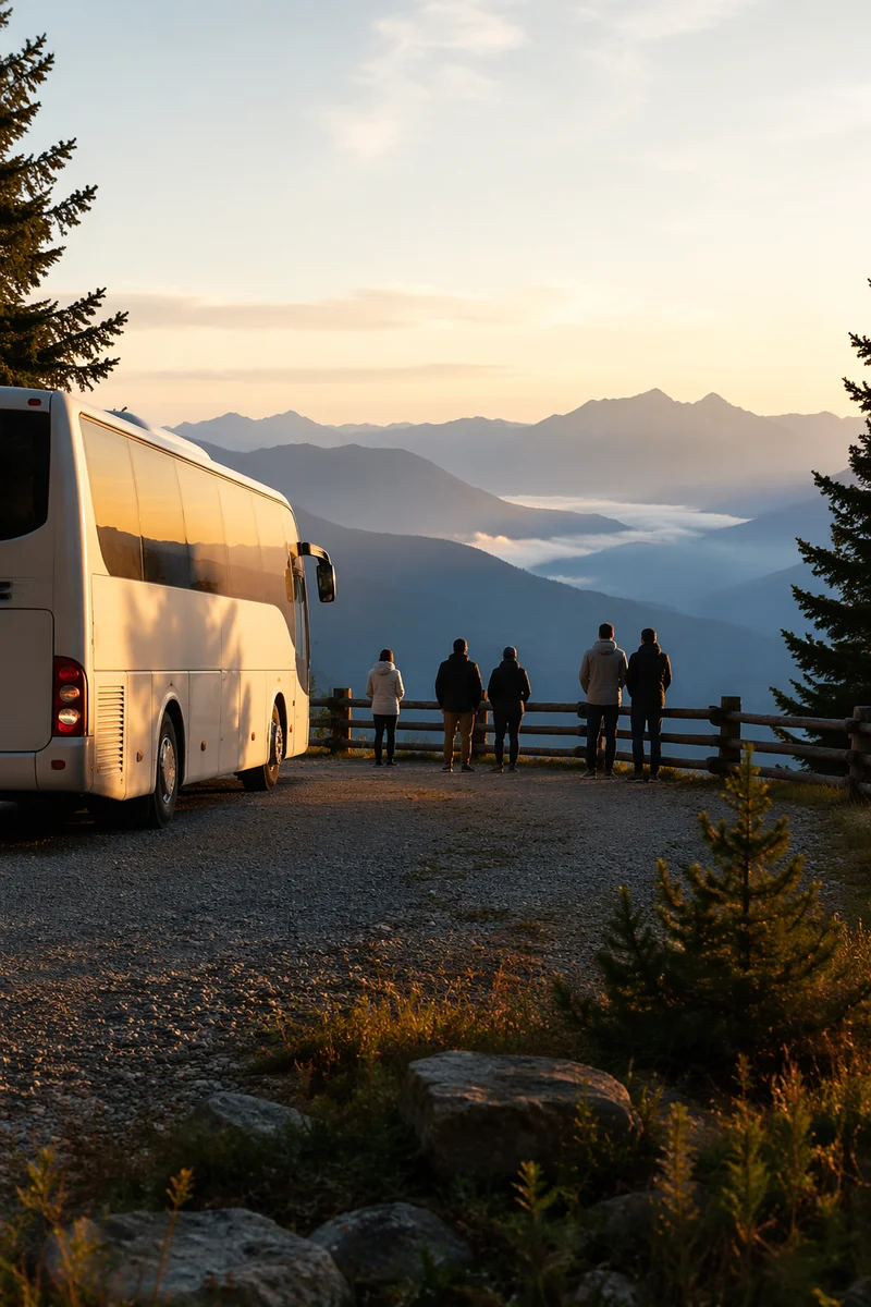 Tour Bus at Sunrise Mountain Overlook