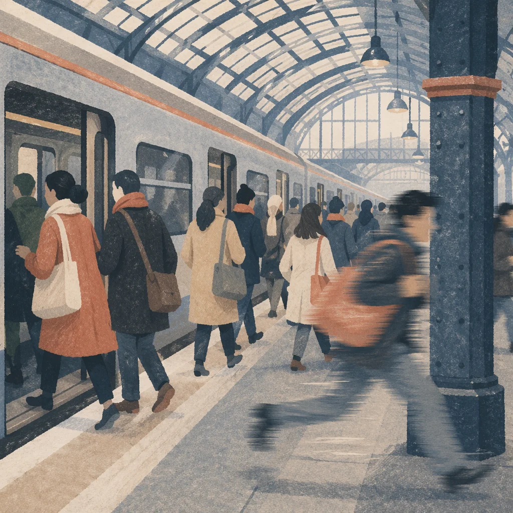 Rush Hour Train Platform Commuters