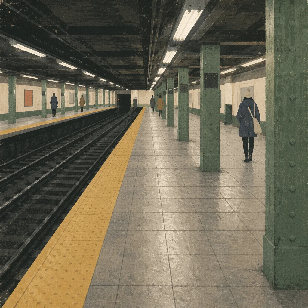 Quiet Morning City Train Platform