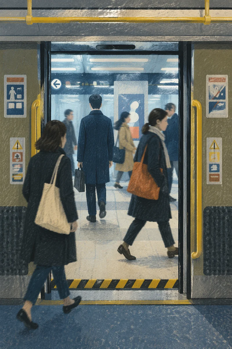 Busy City Train Platform Commute