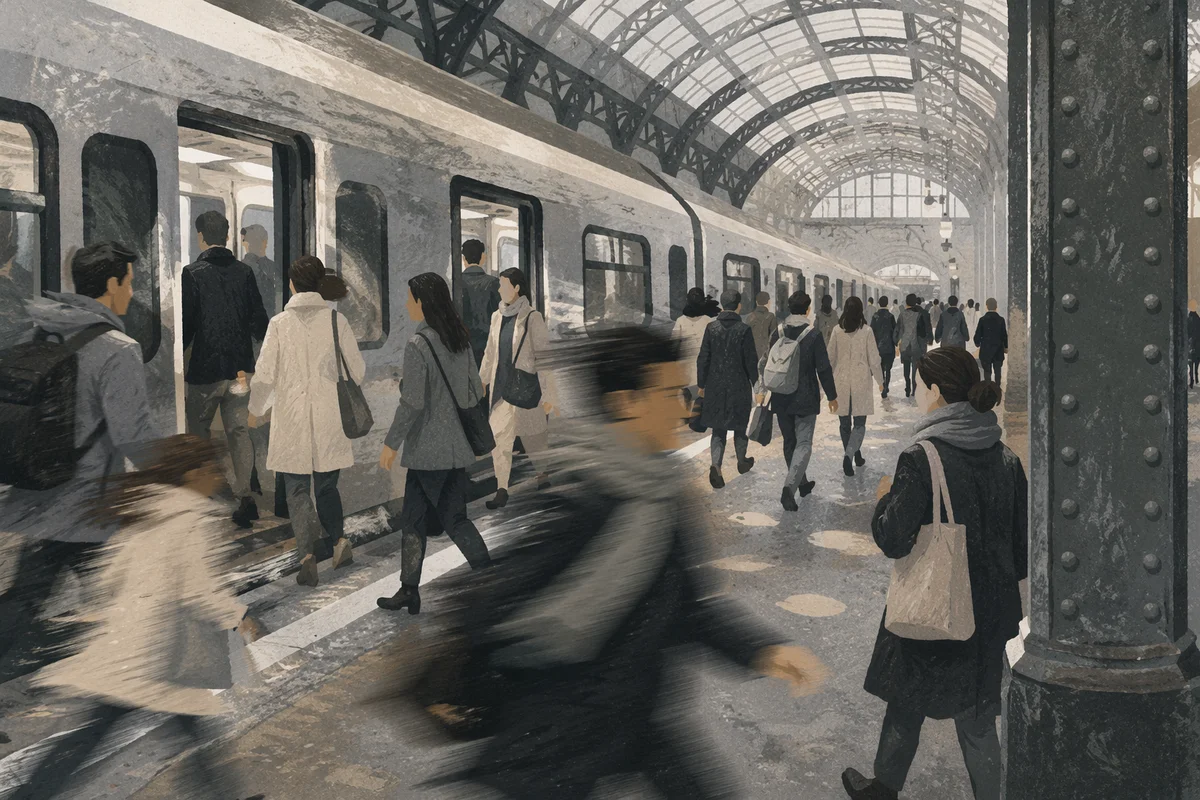 Rush Hour Commuters at City Platform