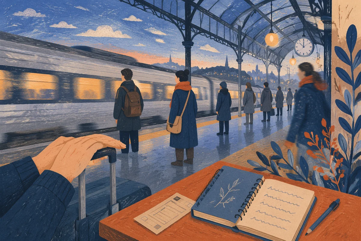 Morning Commuters on City Train Platform