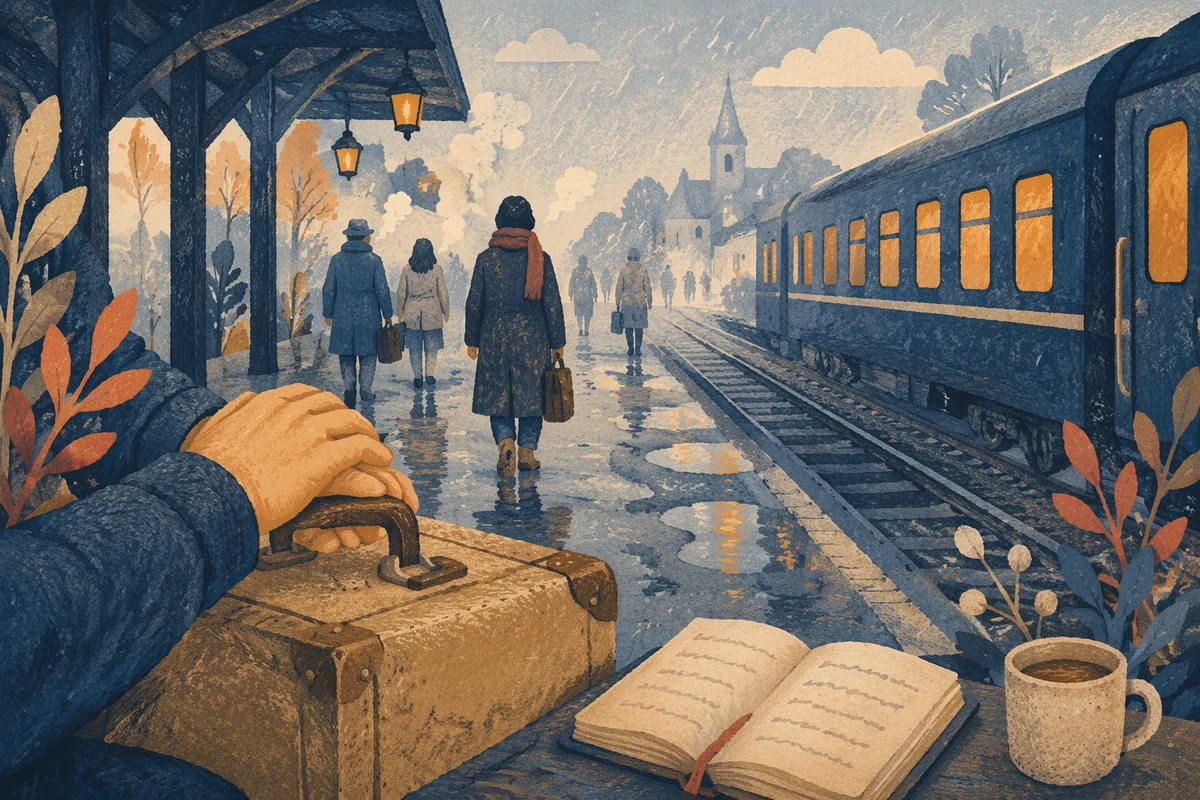 Quiet Faith on Rainy Train Platform