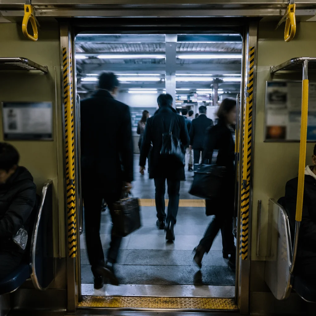 Busy City Train Platform Commute
