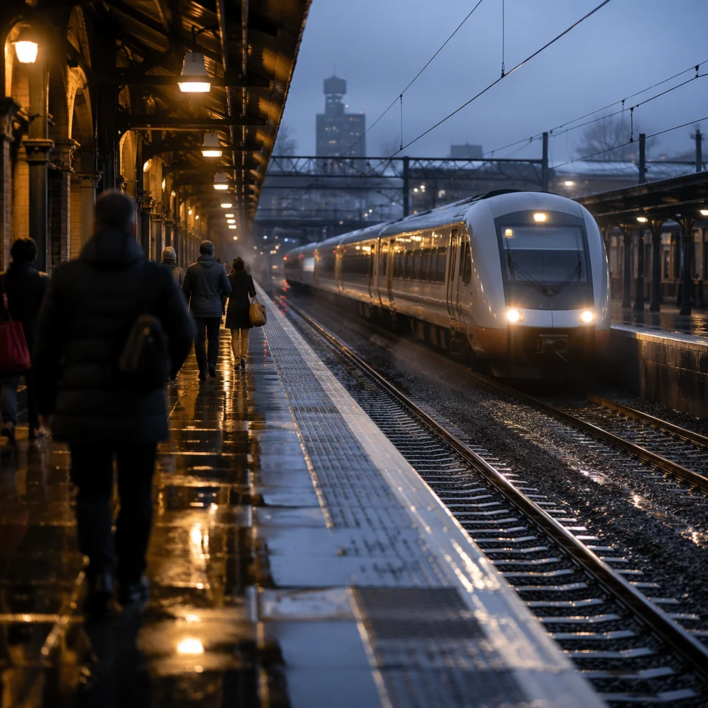 Blue Hour City Train Platform Commute