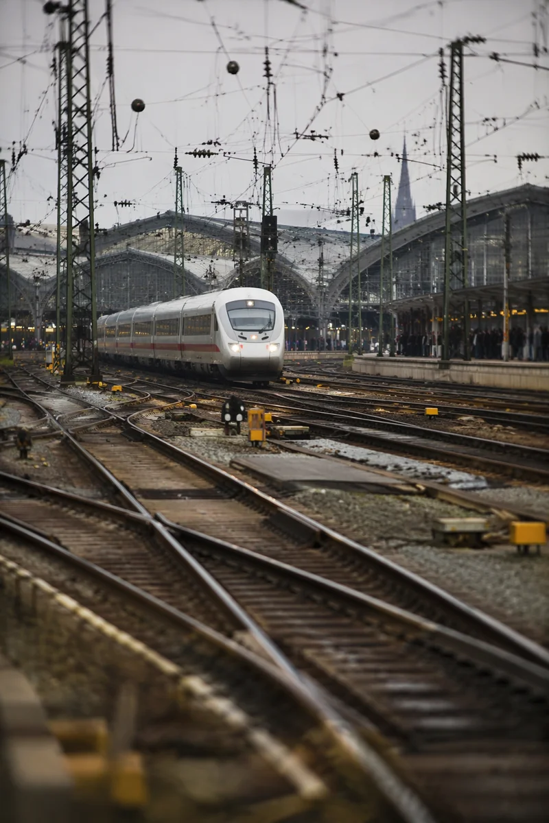 Modern Intercity Train Arriving at Central Station
