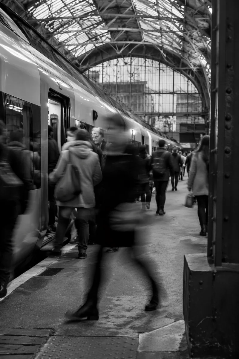 Busy City Train Platform Rush Hour
