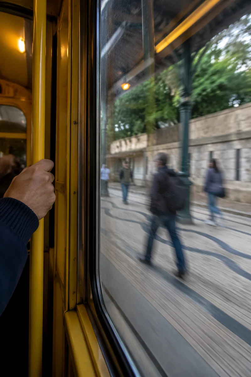 City Train Window View at Platform