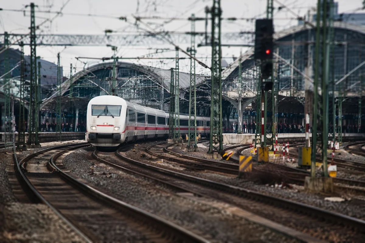 Modern Intercity Train at Urban Station