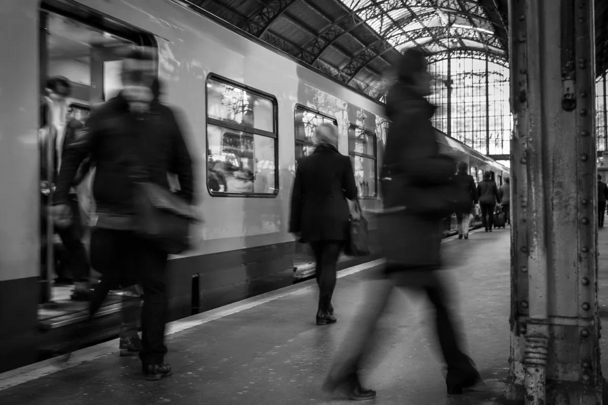 Rush Hour Commuters at City Platform