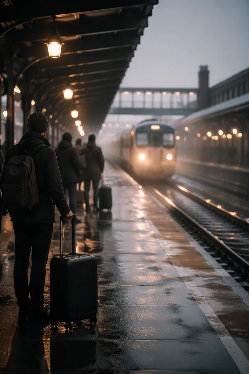 Quiet Morning Train Platform Arrival