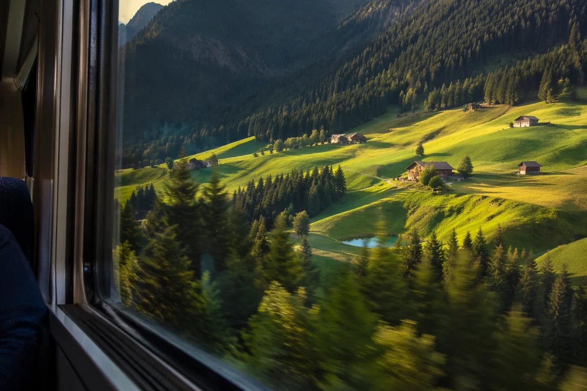 Countryside Train Window Travel View
