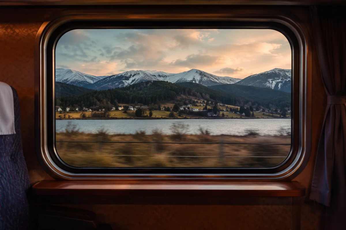 Peaceful Countryside View From Vintage Train Window