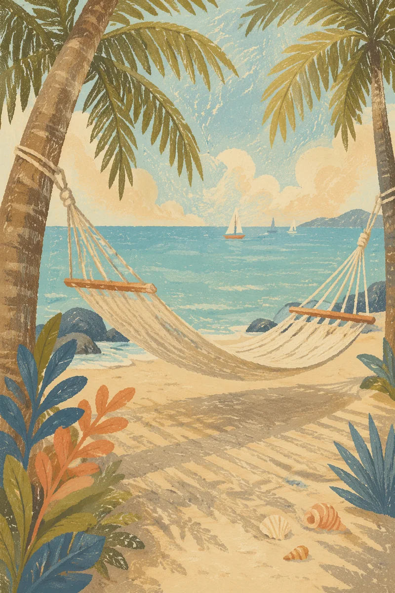 Peaceful Tropical Hammock at Sunrise Beach